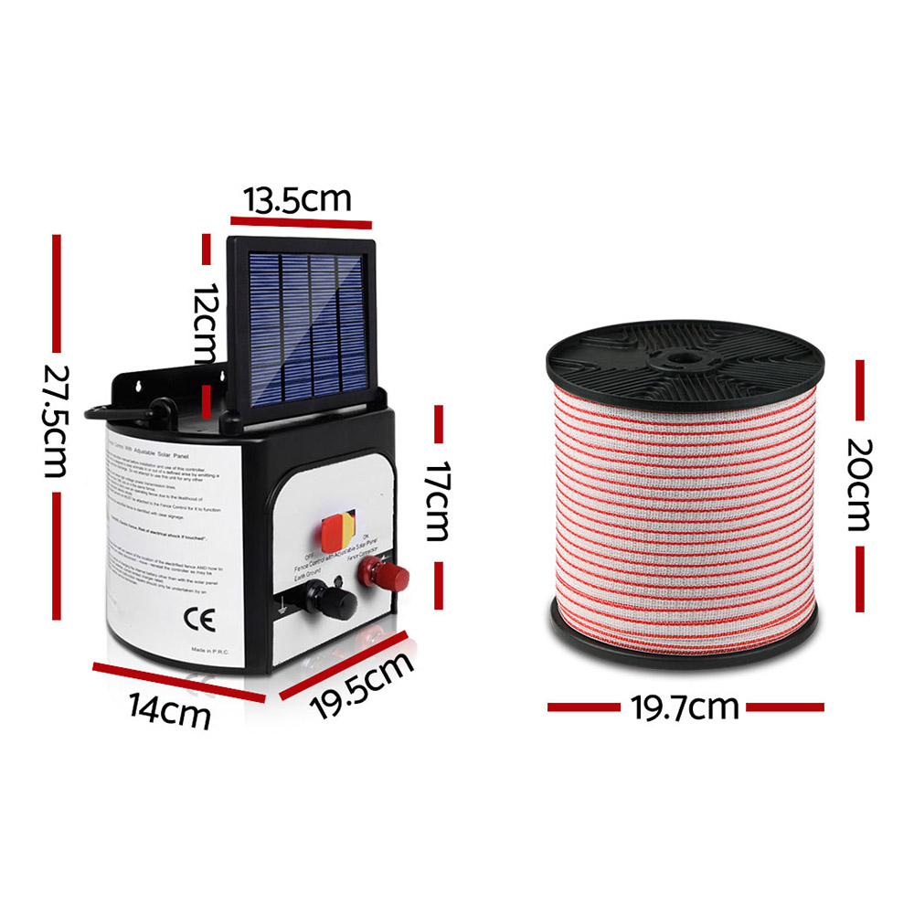 Giantz Solar Fence Energiser with 400m Poly Tape Kit view 2