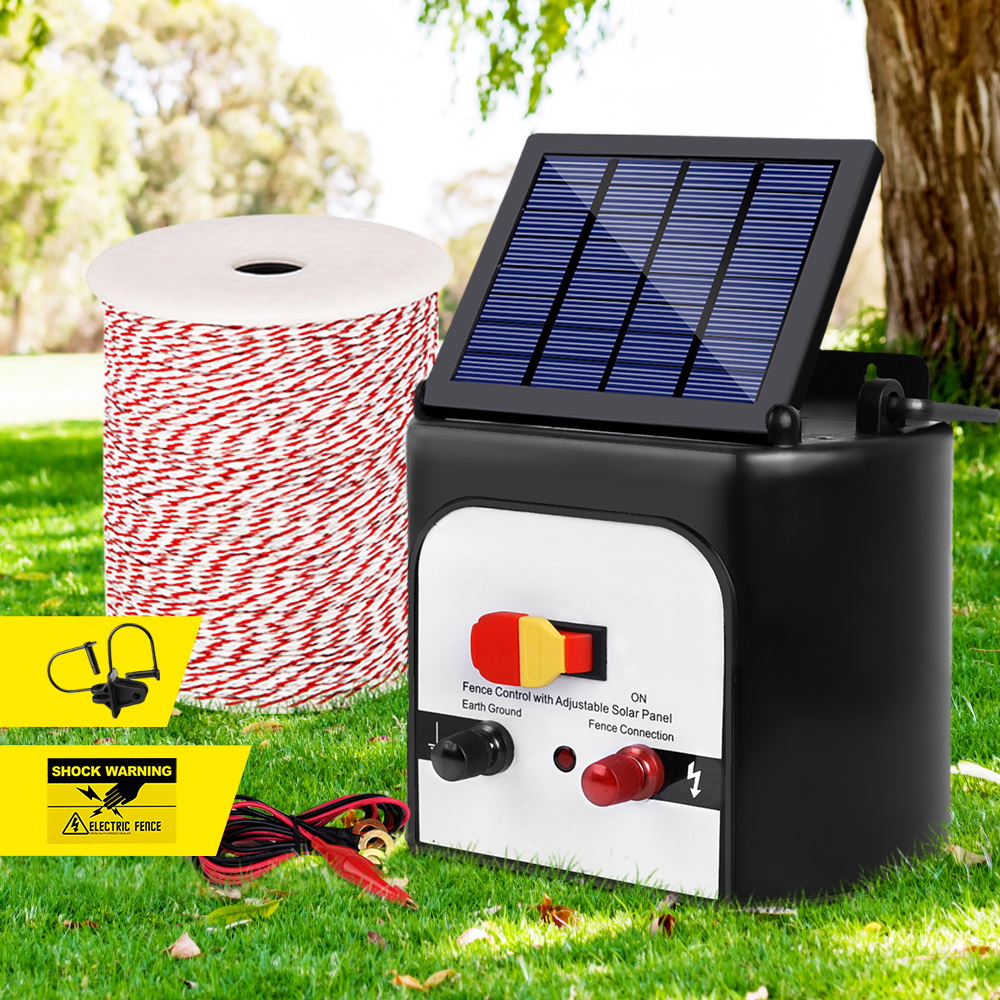 Giantz Solar Fence Energiser with 500m Poly Wire Kit