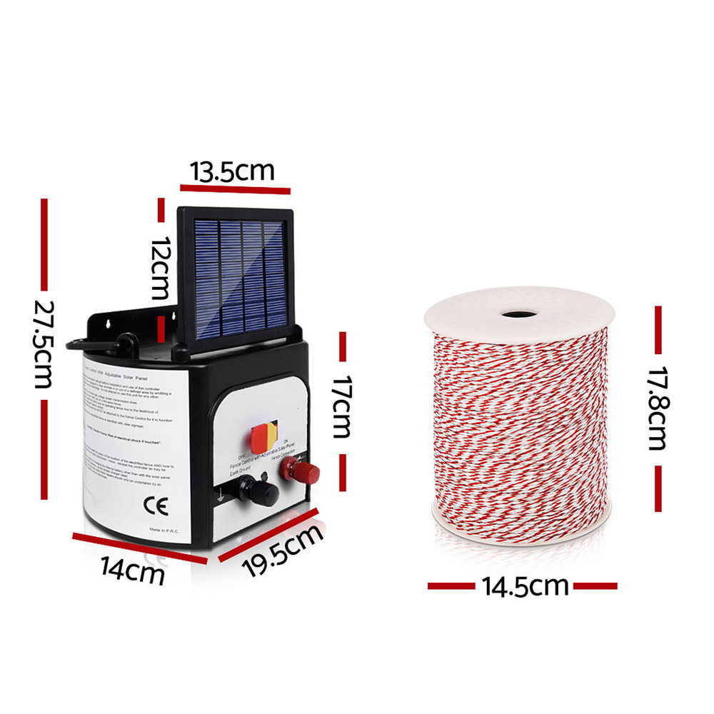 Giantz Solar Fence Energiser with 500m Poly Wire Kit view 2