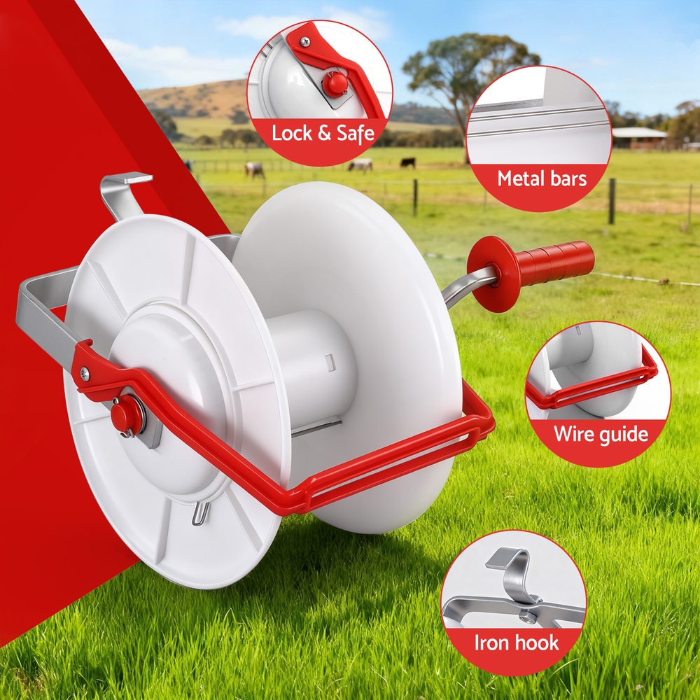 Giantz Geared Electric Fence Reel Portable, White view 5