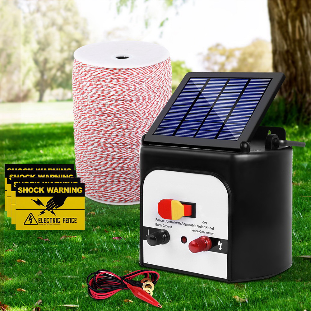 Giantz Solar Fence Energiser with 2km Poly Wire Kit