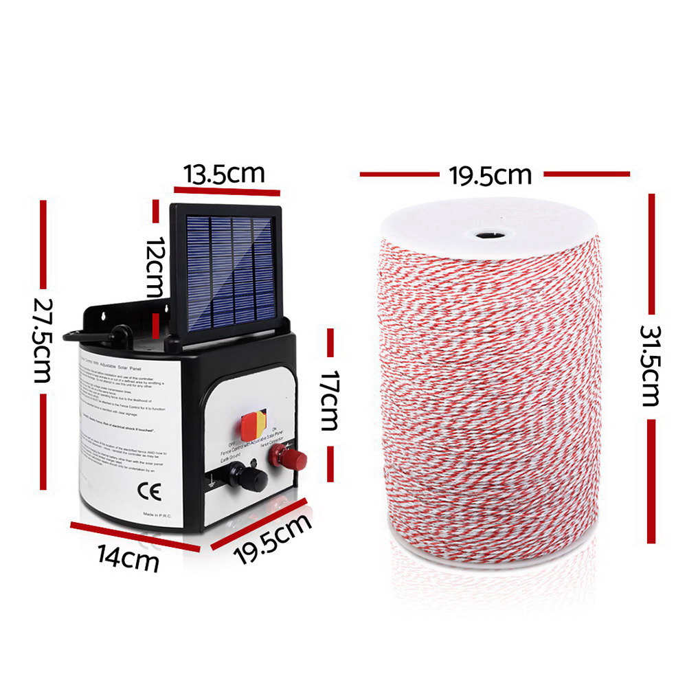 Giantz Solar Fence Energiser with 2km Poly Wire Kit view 2
