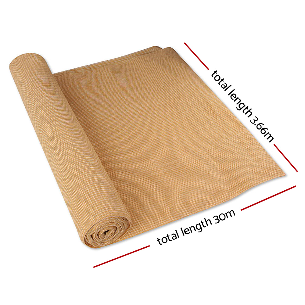 Instahut 90% Shade Cloth 3.66x30m Heavy Duty Beige view 2