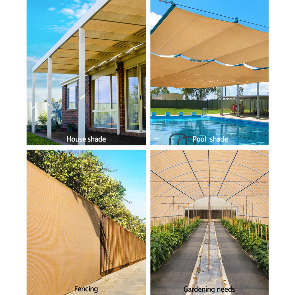 Instahut 90% Shade Cloth 3.66x30m Heavy Duty Beige view 4