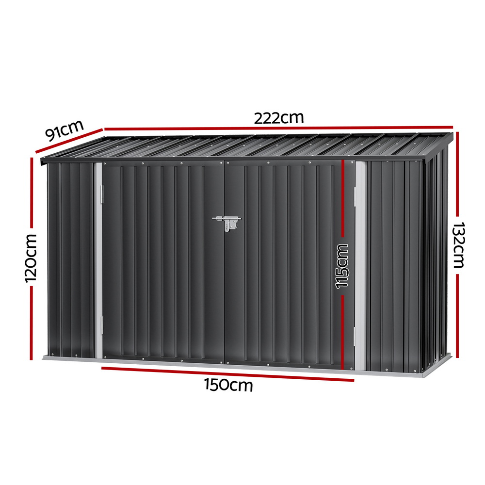 Giantz Bike Shed 2.22x0.91m Galvanised Outdoor Storage view 2