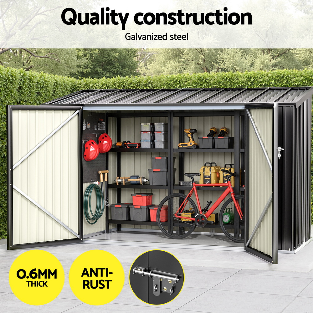 Giantz Bike Shed 2.22x0.91m Galvanised Outdoor Storage view 4