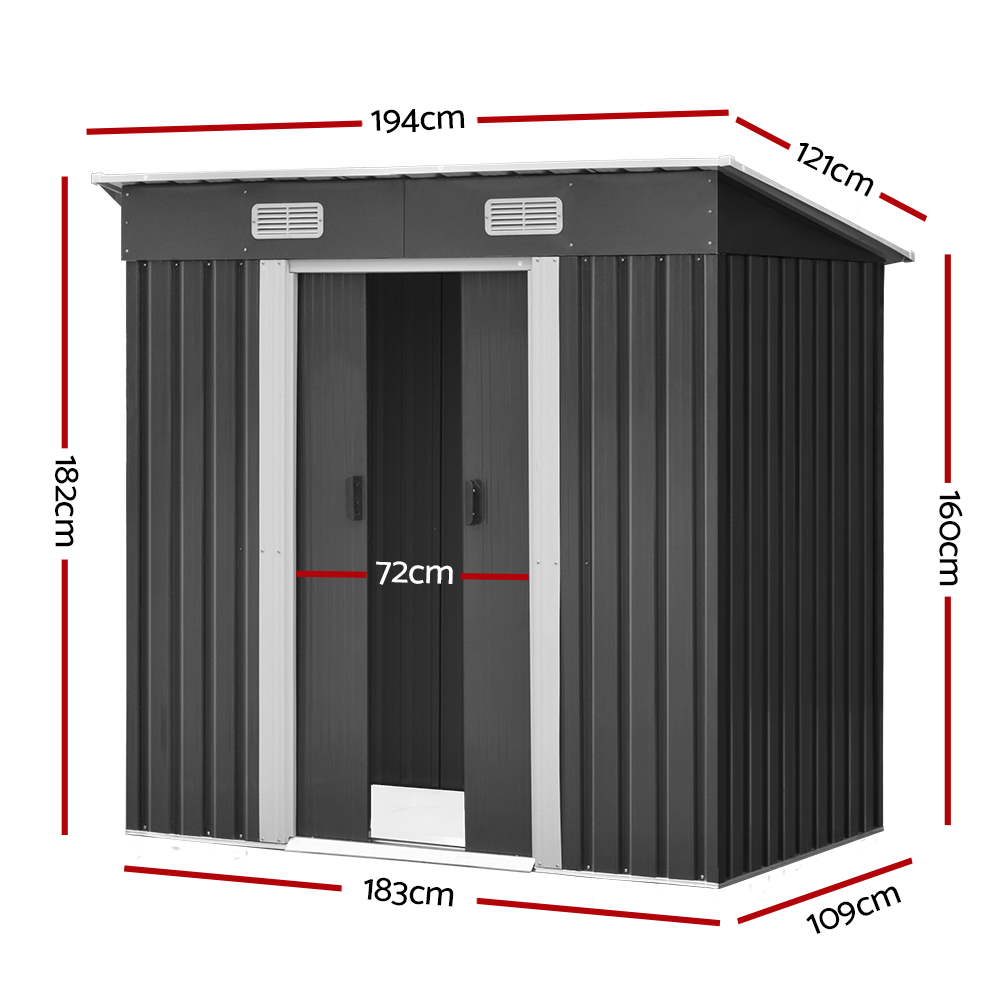 Giantz Garden Shed 1.94x1.21m Sliding Door Tool Storage view 2