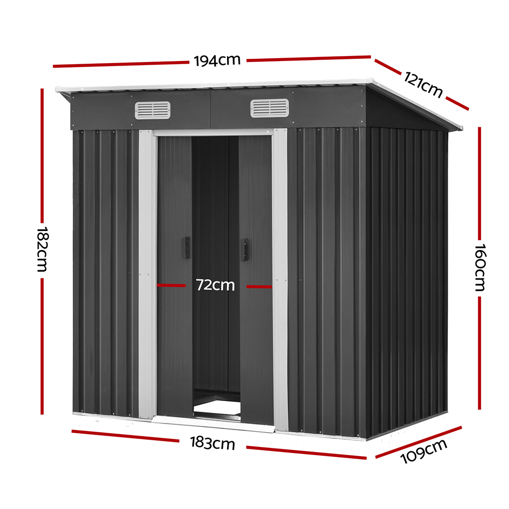 Giantz Garden Shed 1.94x1.21m Steel Tool Shed with Metal Base view 2