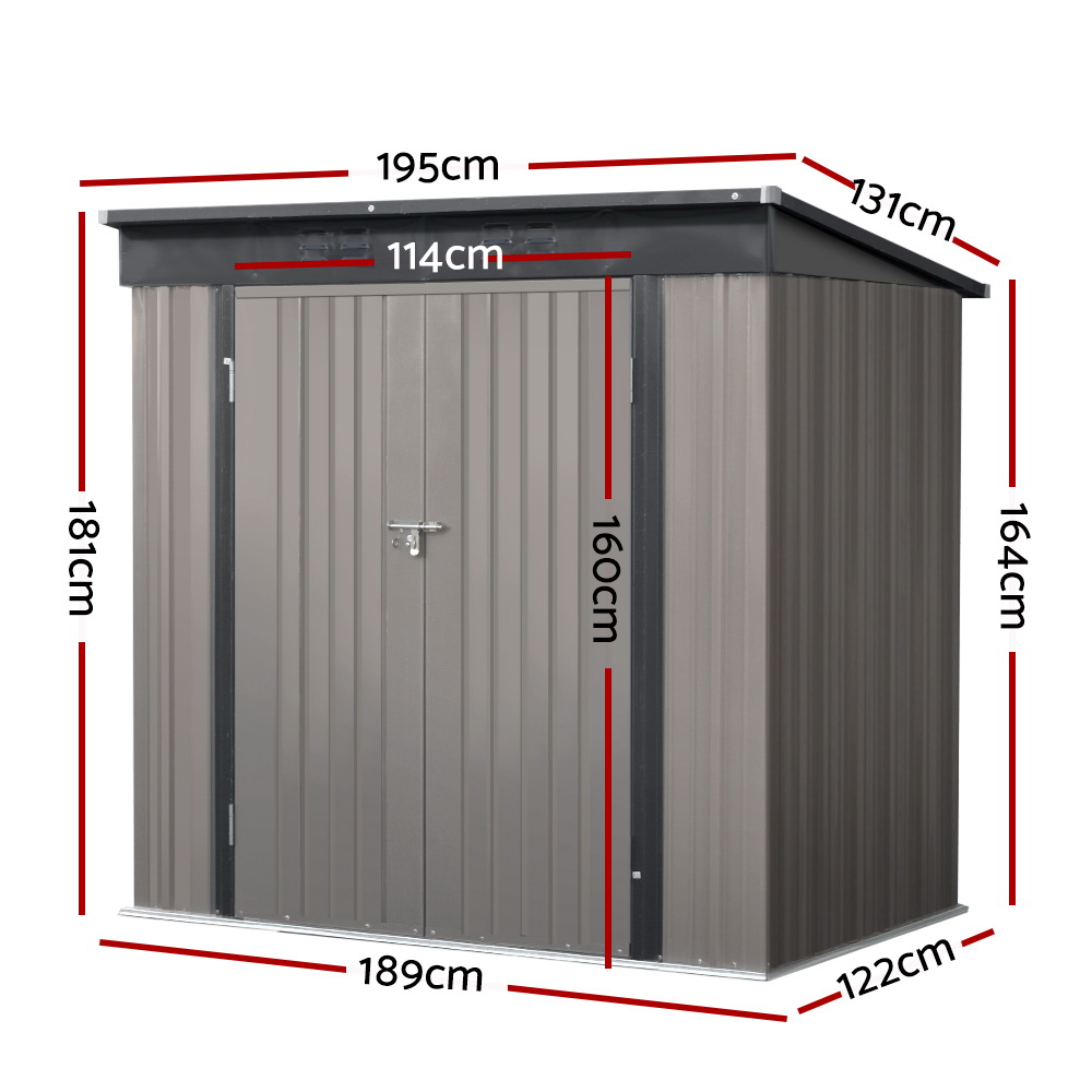 Giantz Garden Shed 1.95x1.31m Steel with Double Doors view 2