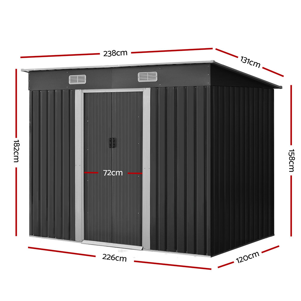 Giantz Garden Shed 2.38x1.31m Sliding Door Outdoor Storage view 2