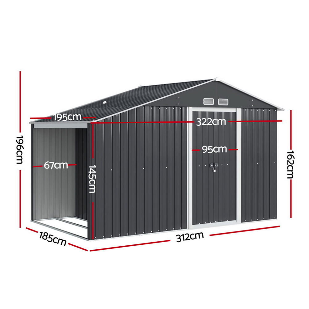Giantz Garden Shed 3.22x1.96m Galvanised Steel view 2