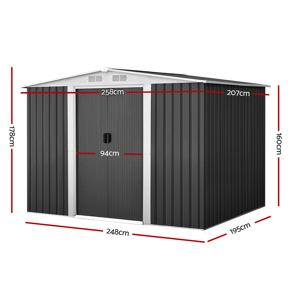 Giantz 2.58x2.07m Metal Garden Shed Outdoor Storage Workshop view 2
