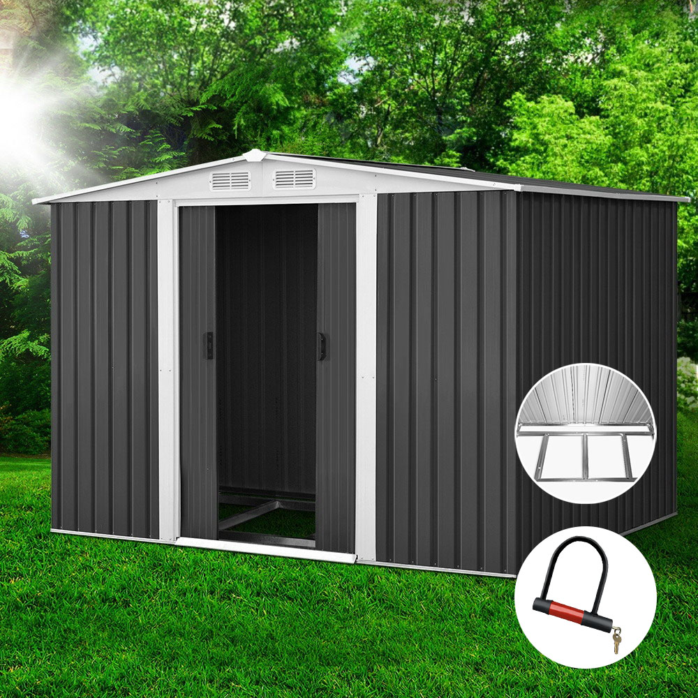 Giantz Garden Shed 2.58x2.07m with Metal Base, Double Door