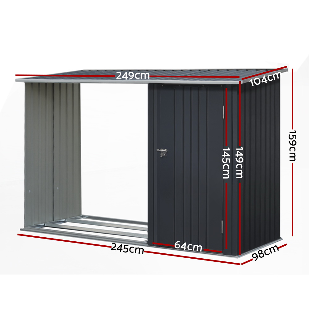 Giantz Garden Shed 2.49x1.04m Steel 2 in 1 Storage view 2