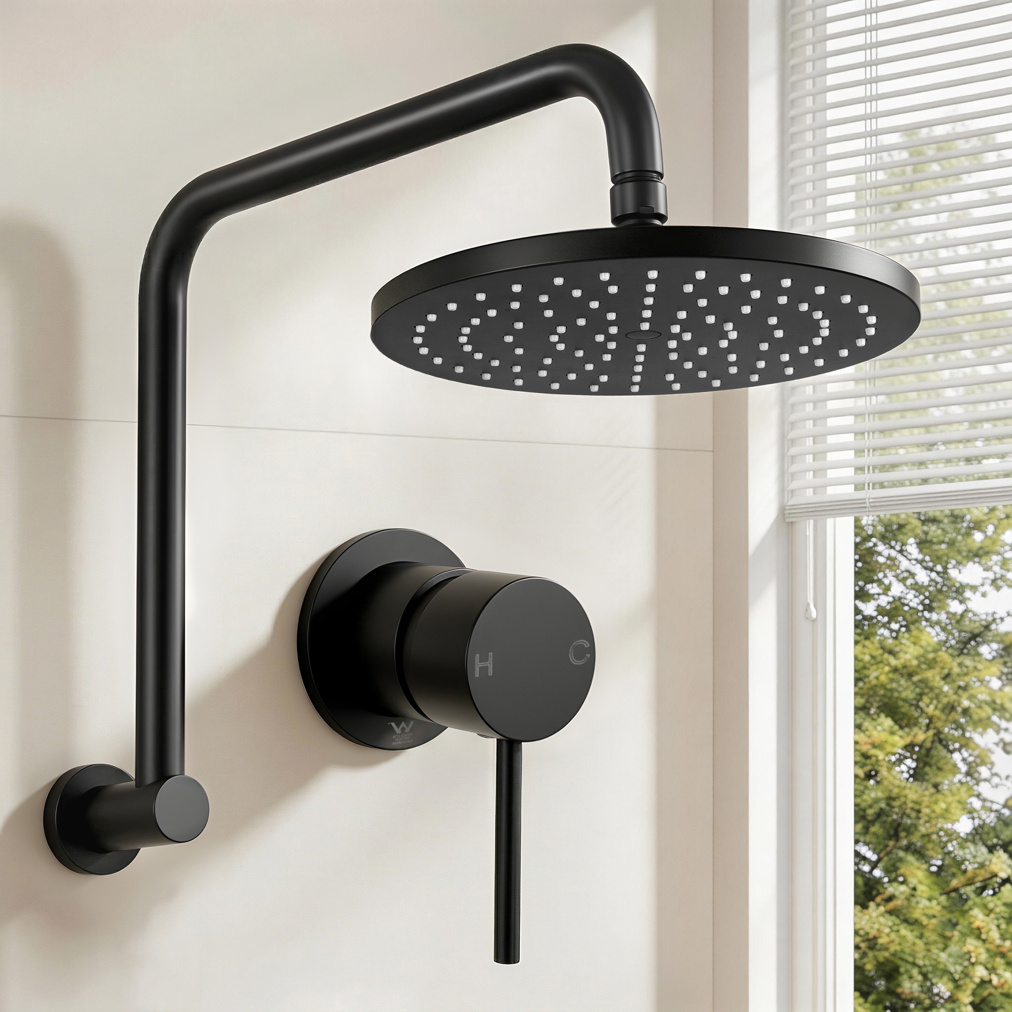 Cefito 9'' Overhead Swivel Shower Head with Wall Mixer
