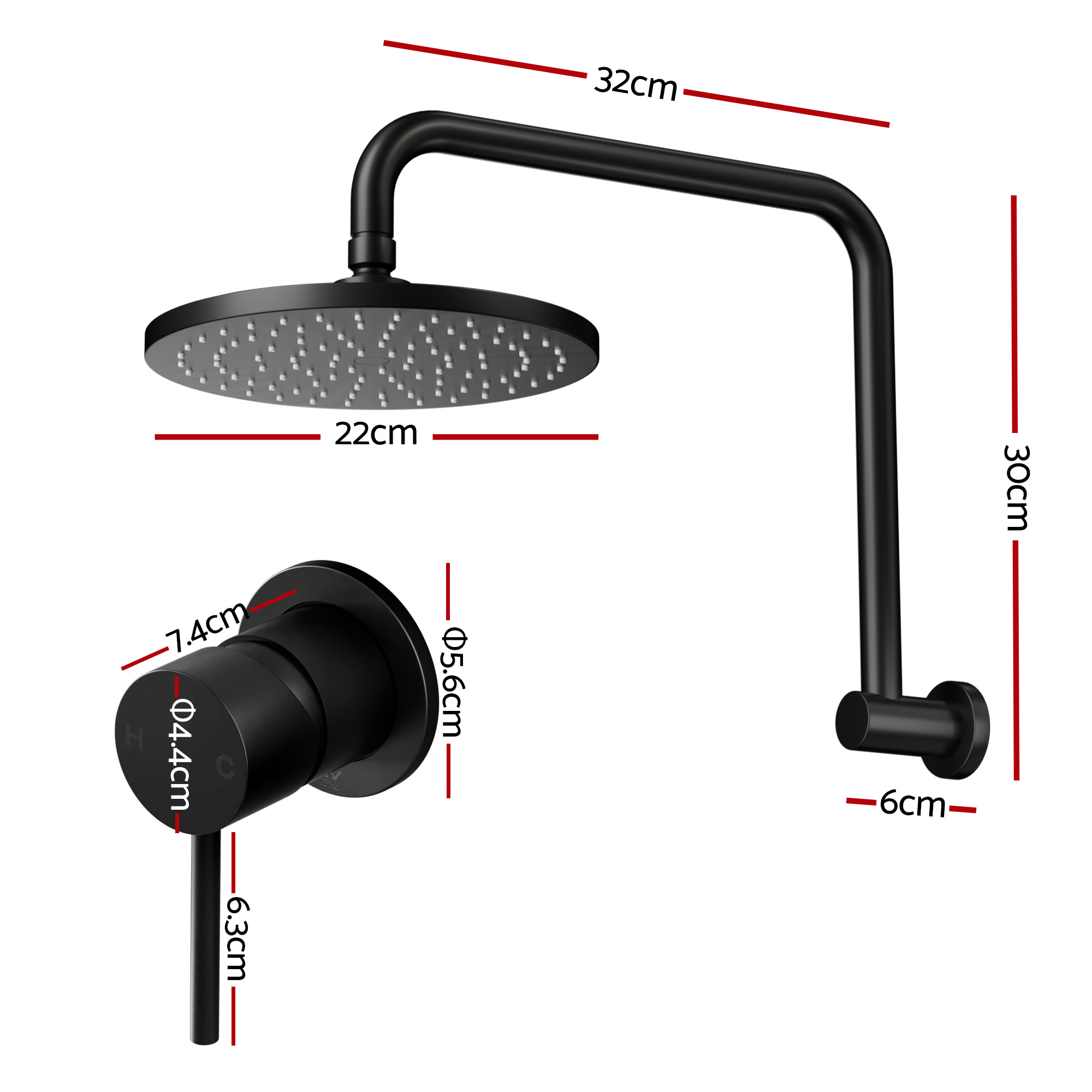 Cefito 9'' Overhead Swivel Shower Head with Wall Mixer view 3