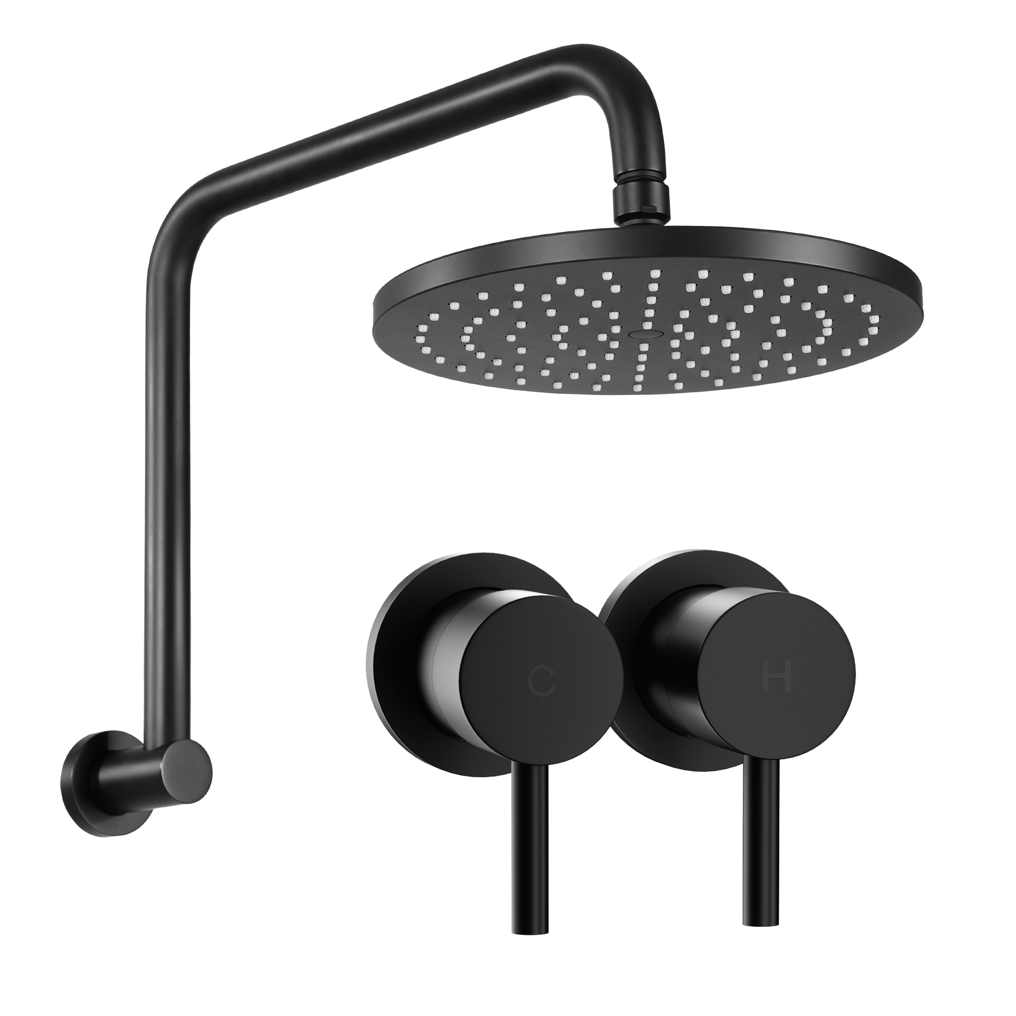 Cefito 9'' Overhead Swivel Shower Head with Twin Tap view 2
