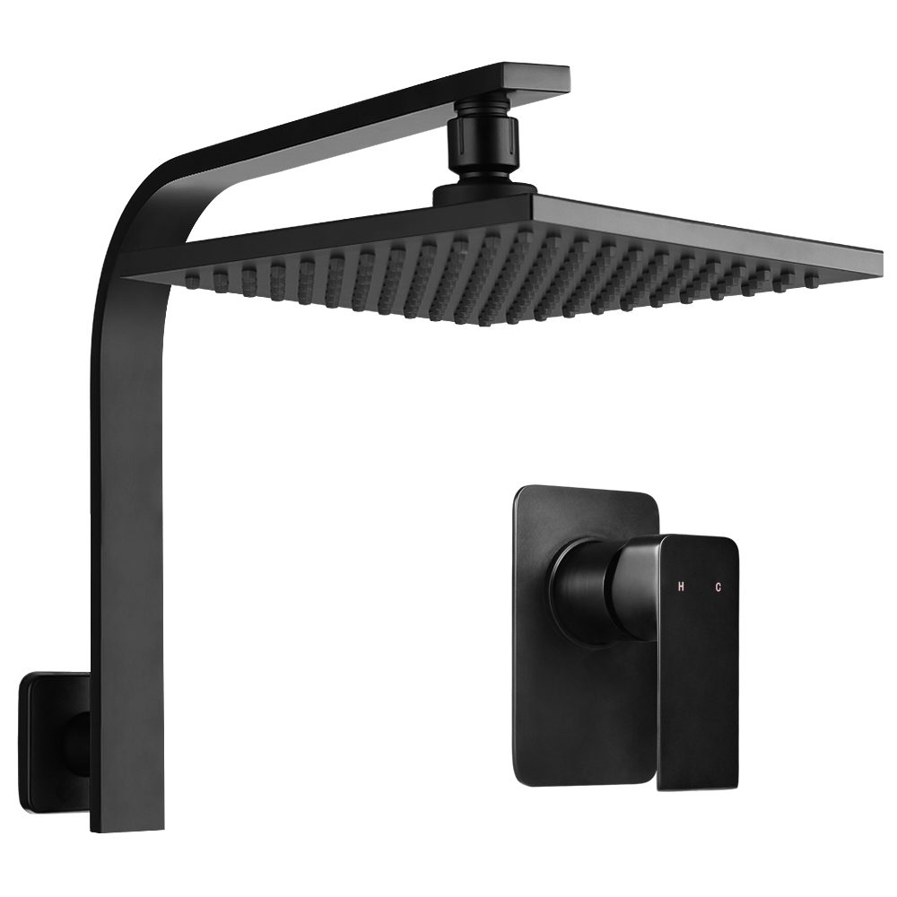 Cefito 8'' Rain Shower Head Wall Arm, Chrome or Black, Mixer
