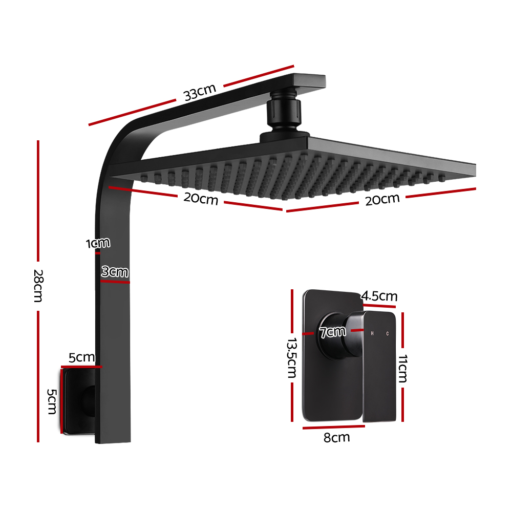 Cefito 8'' Rain Shower Head Wall Arm, Chrome or Black, Mixer view 2