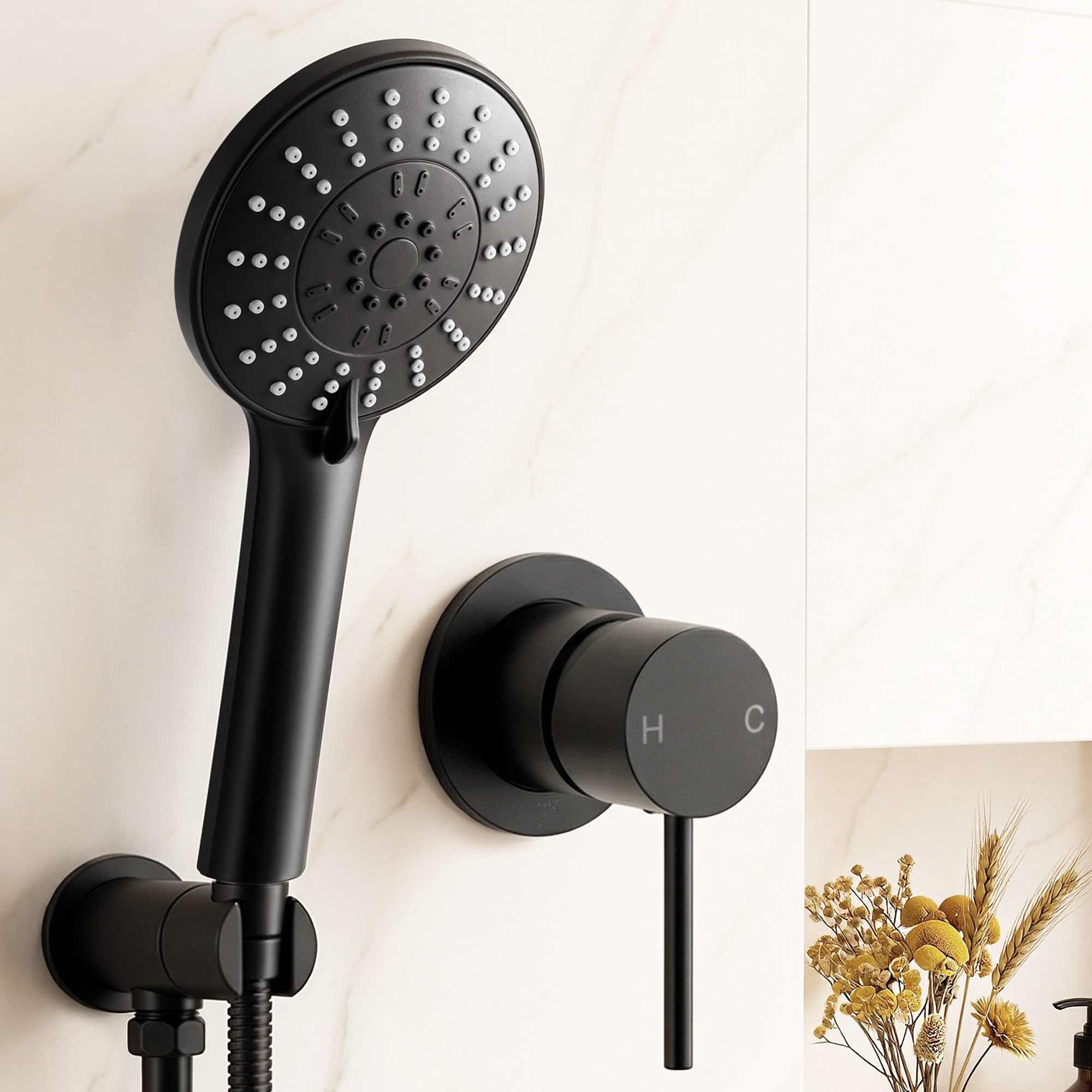 Cefito 4.5'' Handheld Shower Head Wall Mixer, Chrome or Black