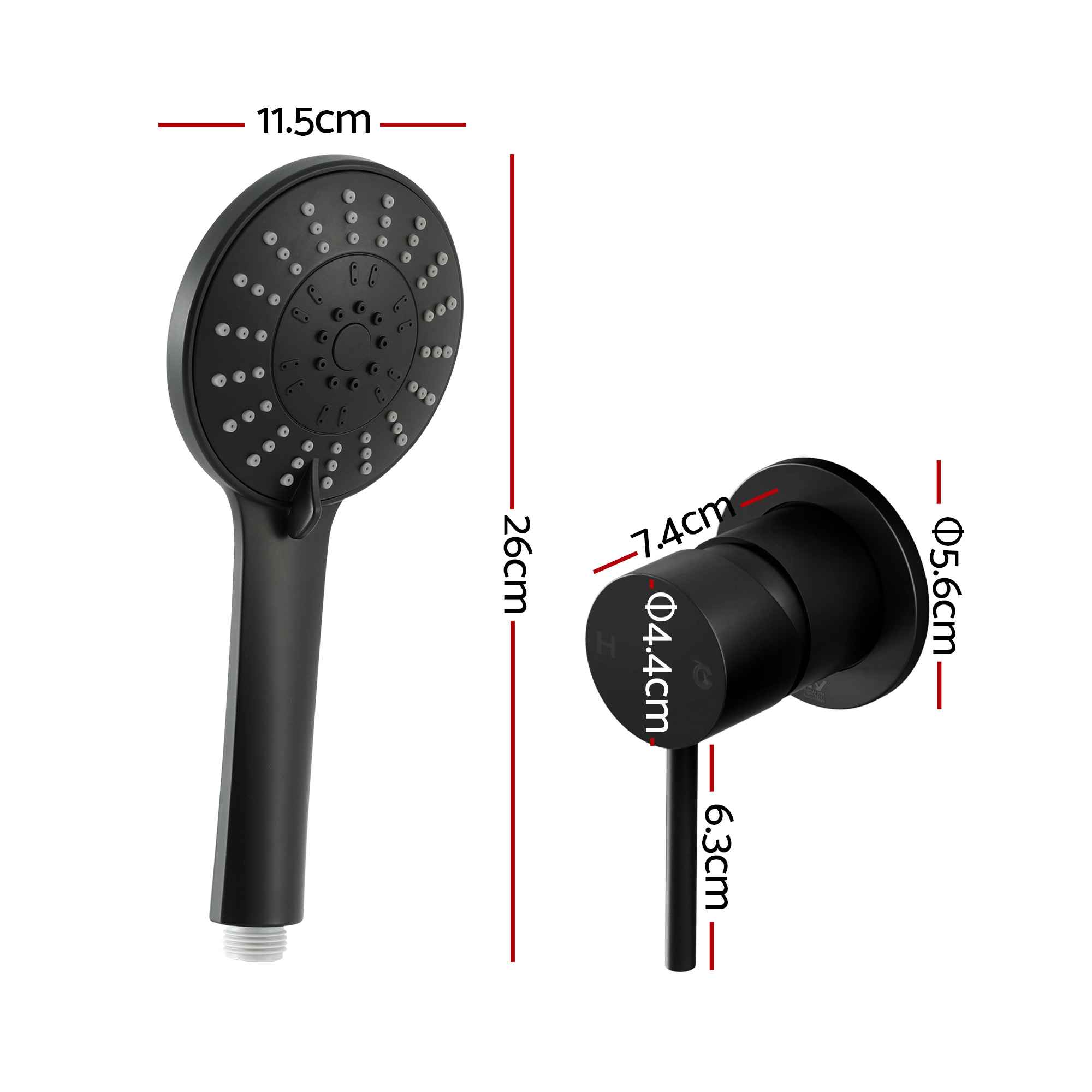 Cefito 4.5'' Handheld Shower Head Wall Mixer, Chrome or Black view 3