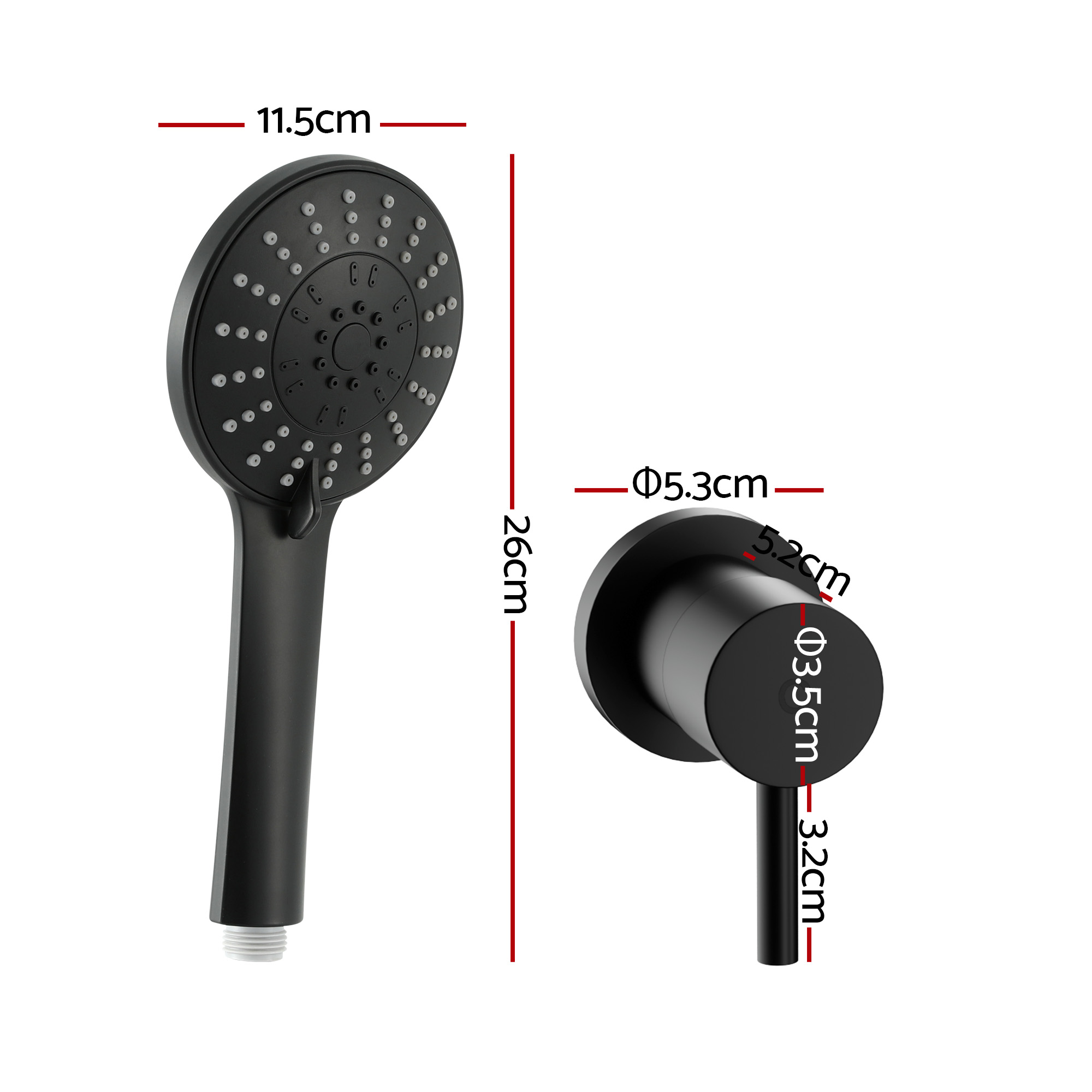 Cefito 4.5'' Handheld Shower Head with Twin Tap, Chrome or Black view 3