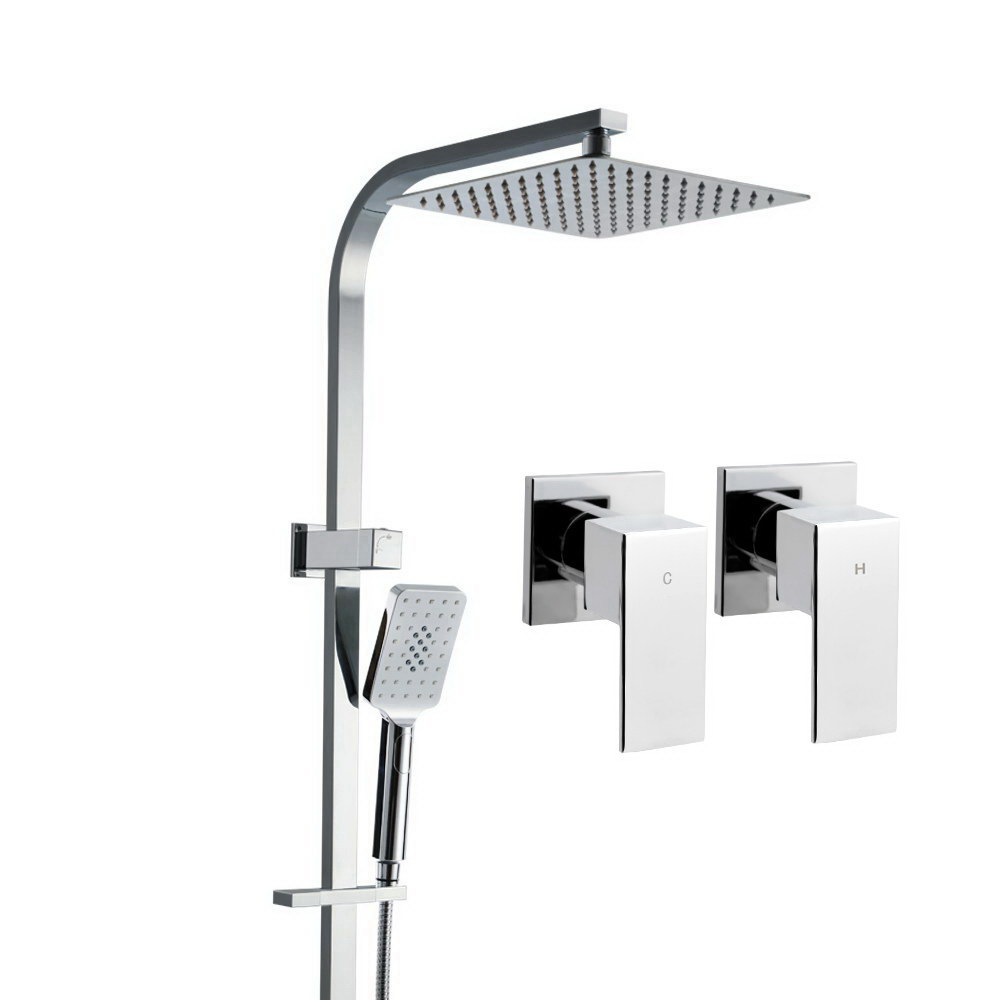 Cefito 10'' Rain Shower Head Set Square, Chrome or Black, Taps