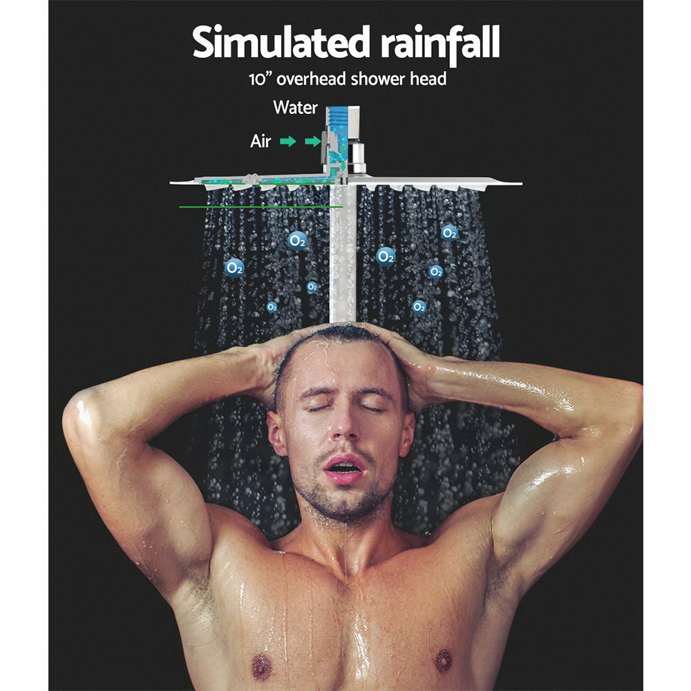 Cefito 10'' Rain Shower Head Set Square, Chrome or Black, Taps view 3