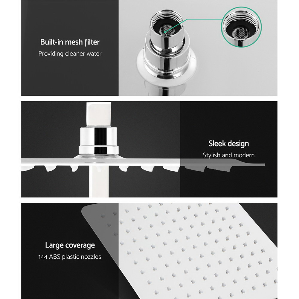 Cefito 10'' Rain Shower Head Set Square, Chrome or Black, Taps view 4