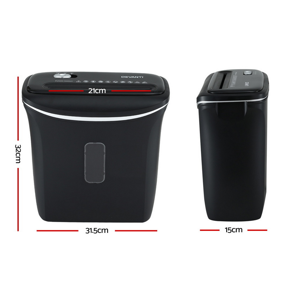 Devanti 12L Cross-Cut Shredder 8-Sheet Paper view 2