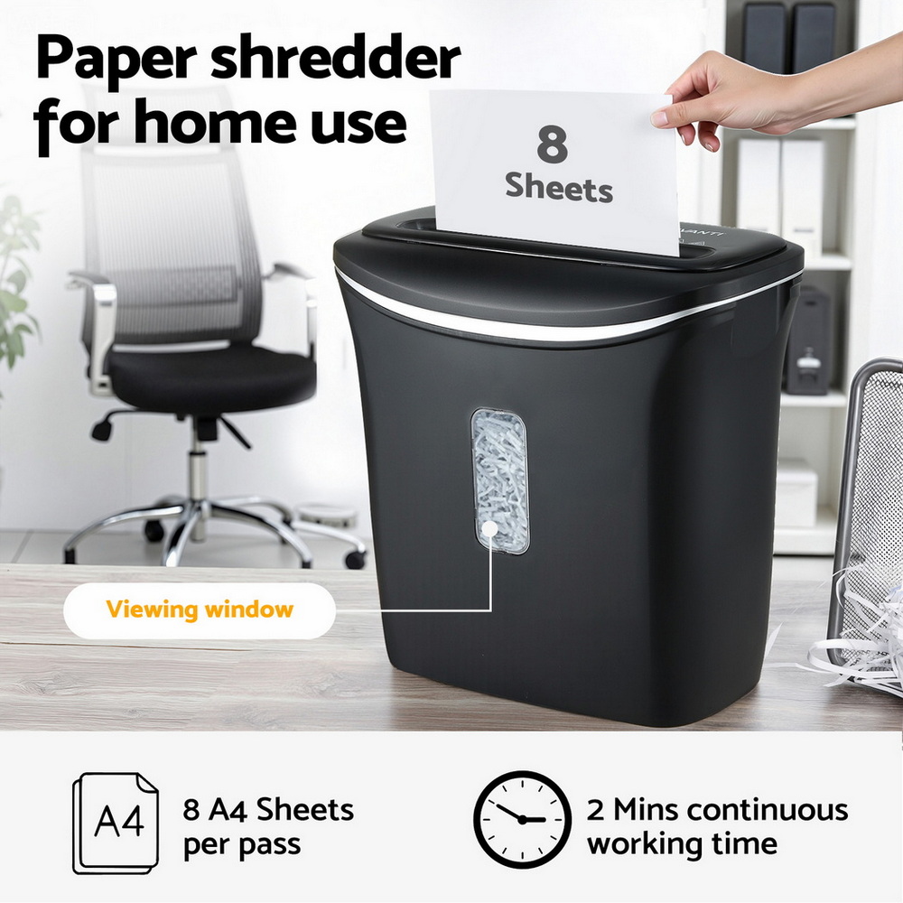Devanti 12L Cross-Cut Shredder 8-Sheet Paper view 4