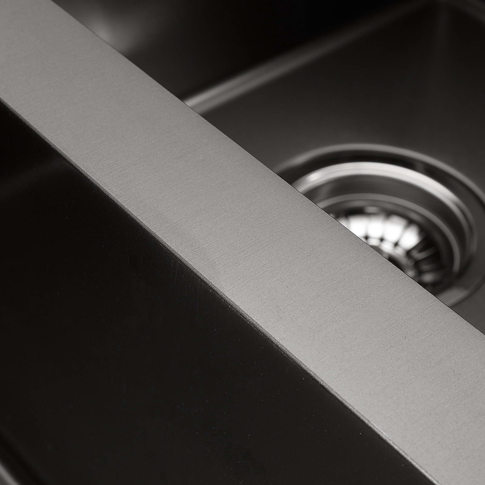 Cefito 77x45cm Stainless Steel Kitchen Sink, Double Bowl, Black view 5