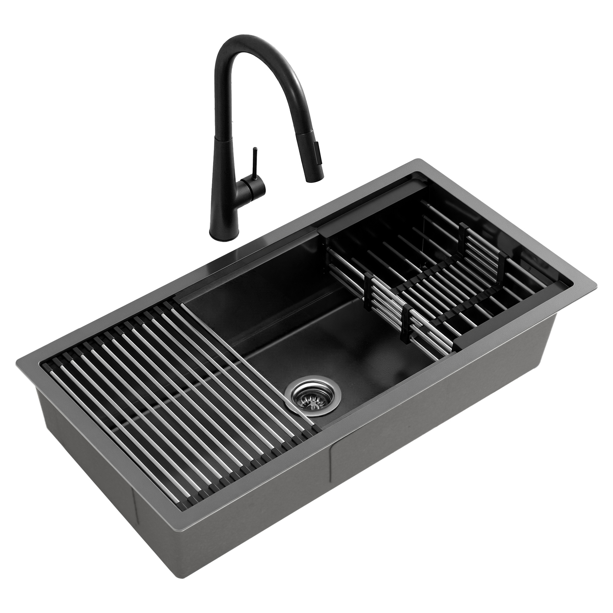 Cefito Stainless Steel Sink & Mixer Tap, 30x45-116x50cm