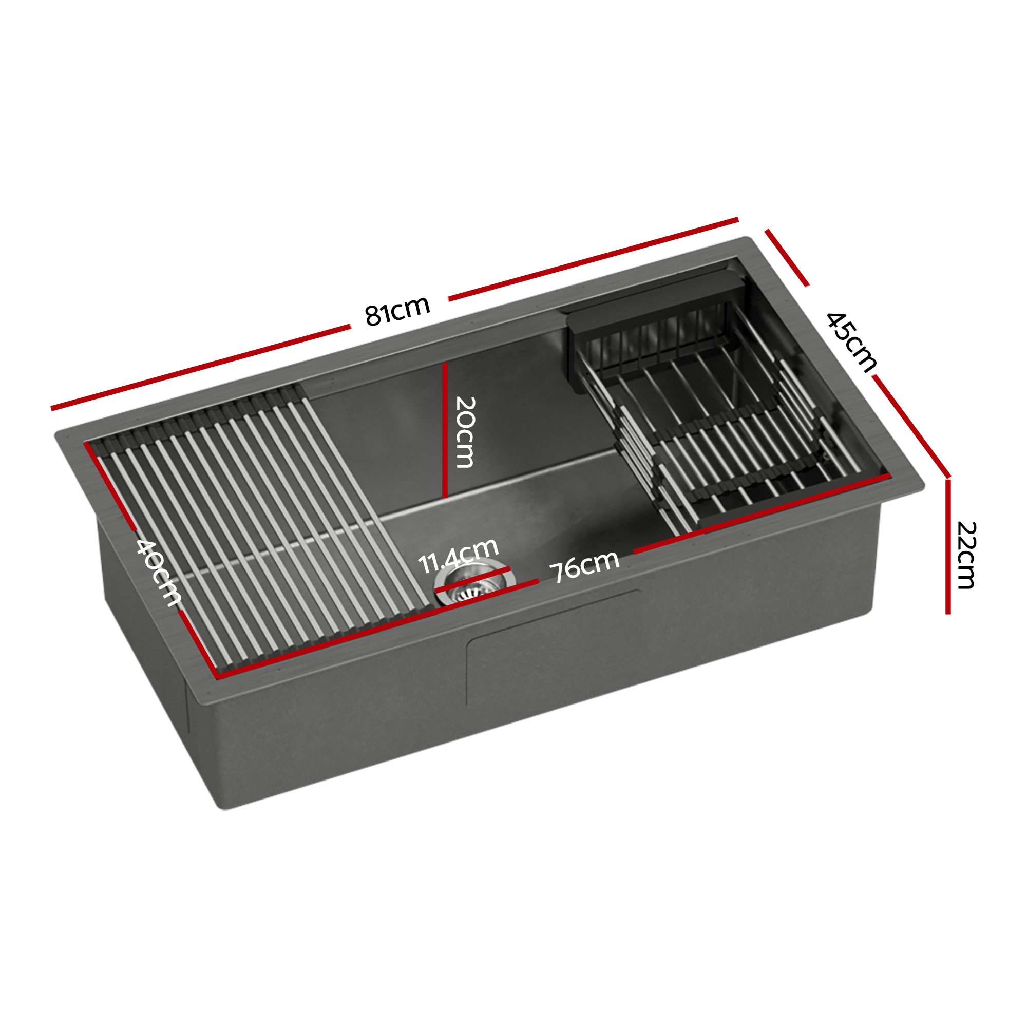 Cefito Stainless Steel Sink & Mixer Tap, 30x45-116x50cm view 2