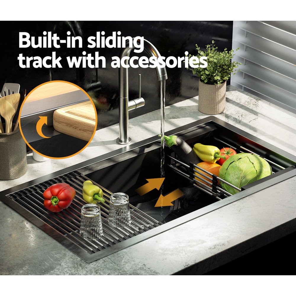 Cefito 81x45cm Kitchen Sink with Drain Rack Basket, 2 Sizes view 5