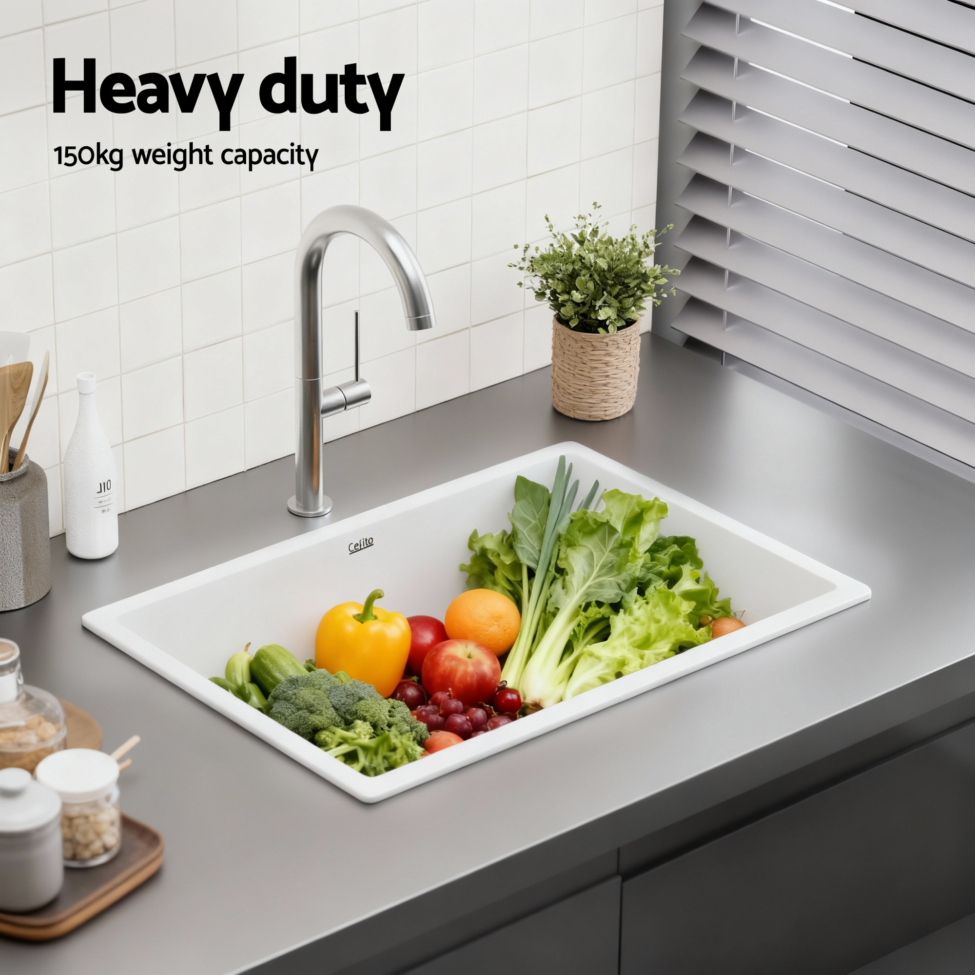 Cefito Granite Stone Sink, Single Bowl, Multiple Sizes view 5