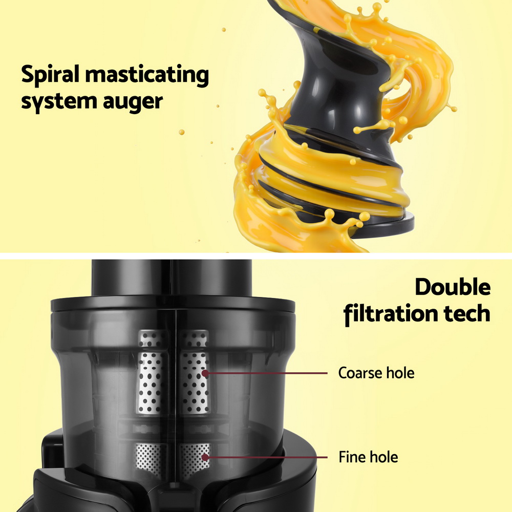 Devanti 200W Cold Press Slow Juicer Black view 5