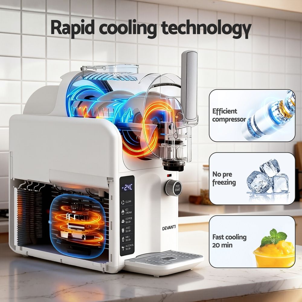 Devanti 5-in-1 Slushie Machine Ice Cream Maker White view 5