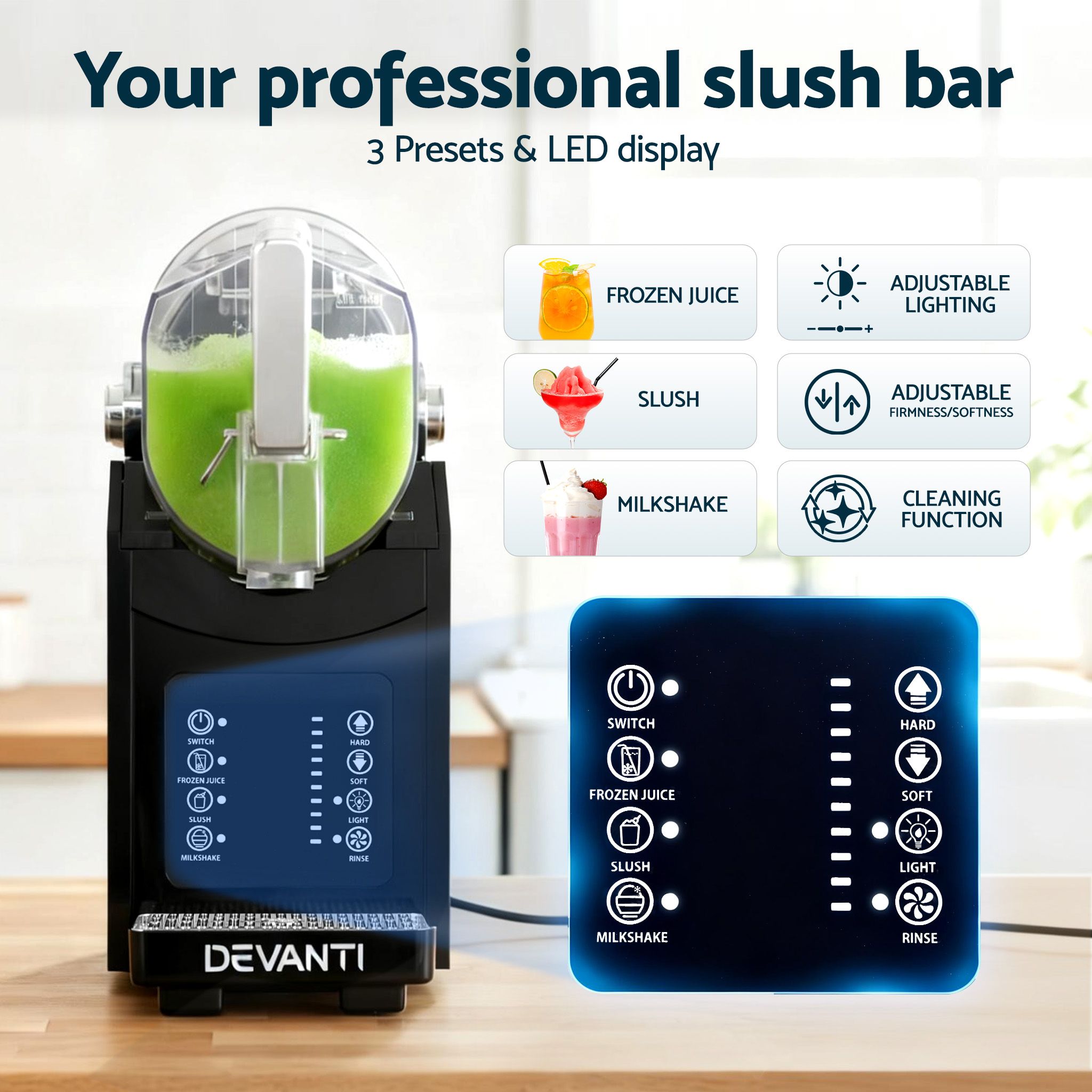 Devanti 1.8L Slushie Machine for Smoothies and Milkshakes view 3