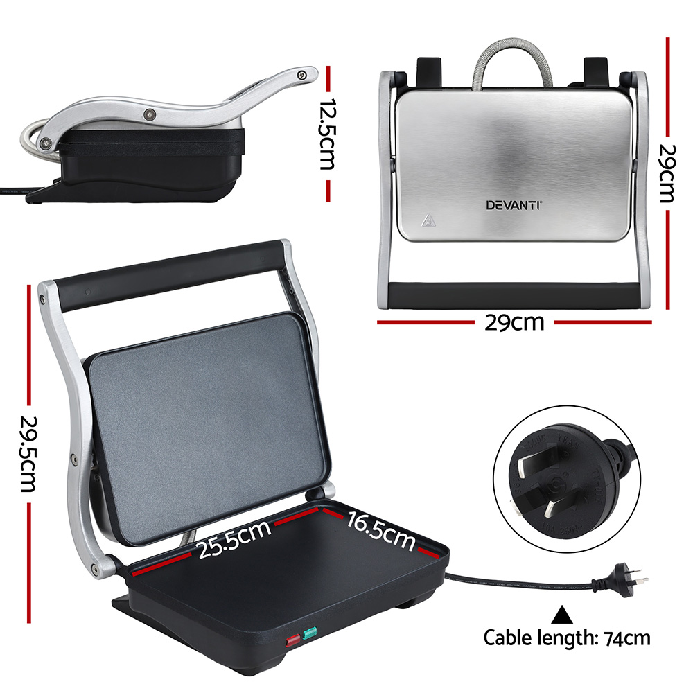 Devanti 3-in-1 Sandwich Maker Steak Press Grill 1000W view 3
