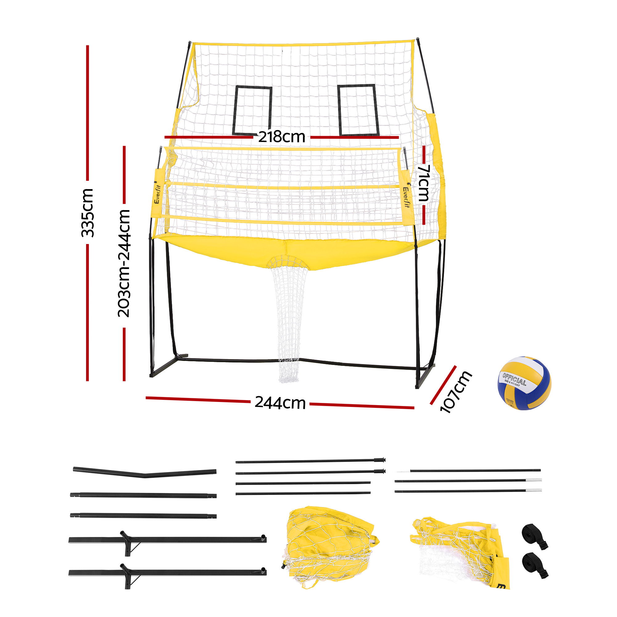 Everfit 8ft Free Standing Volleyball Net with Ball and Bag view 2