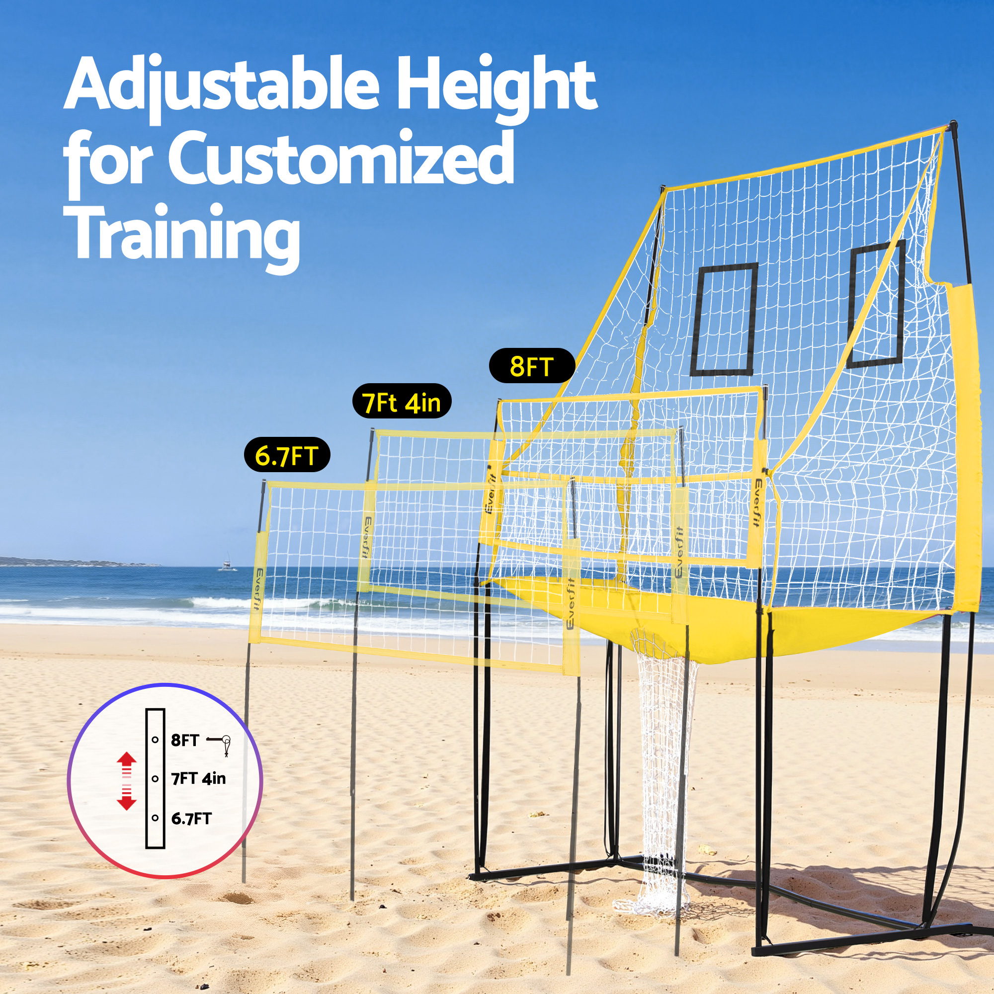Everfit 8ft Free Standing Volleyball Net with Ball and Bag view 4