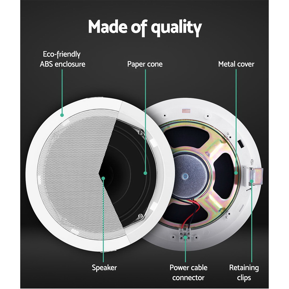 Giantz 6 Inch In Ceiling Speakers 80W, 2 to 8 Pack view 5