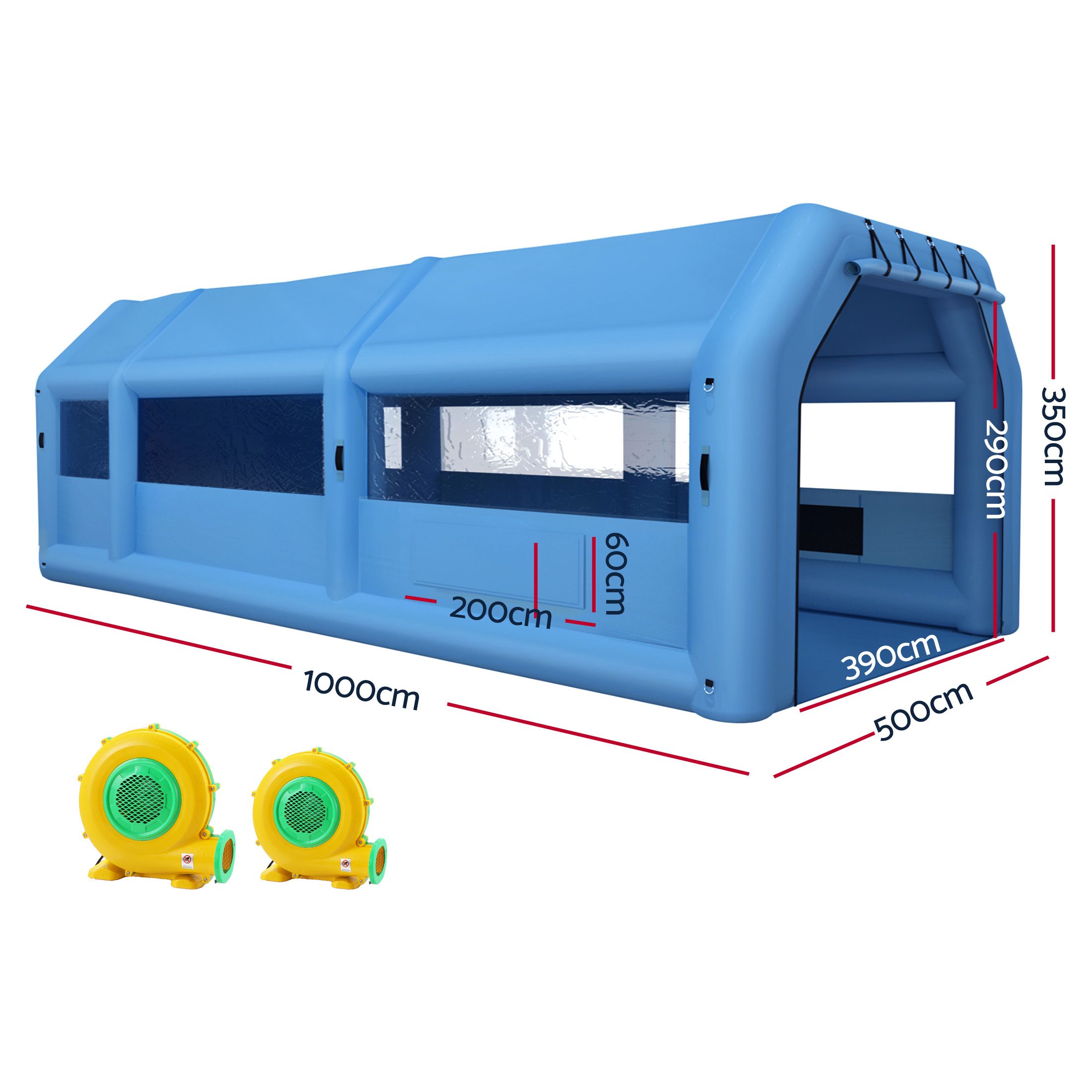Giantz Inflatable Spray Booth 10x5m with 2 Blowers view 2