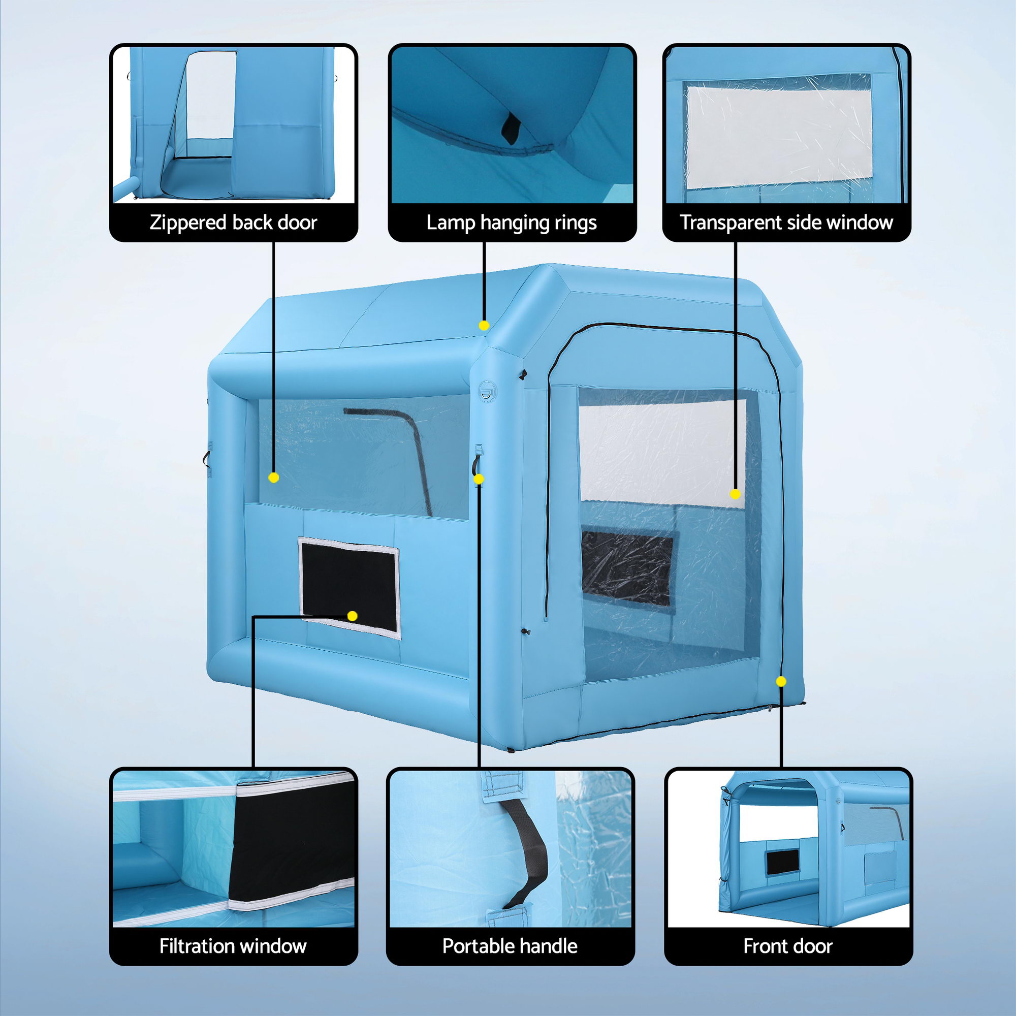 Giantz Inflatable Paint Booth 2.5x2.5x3m with 550W Blower view 5