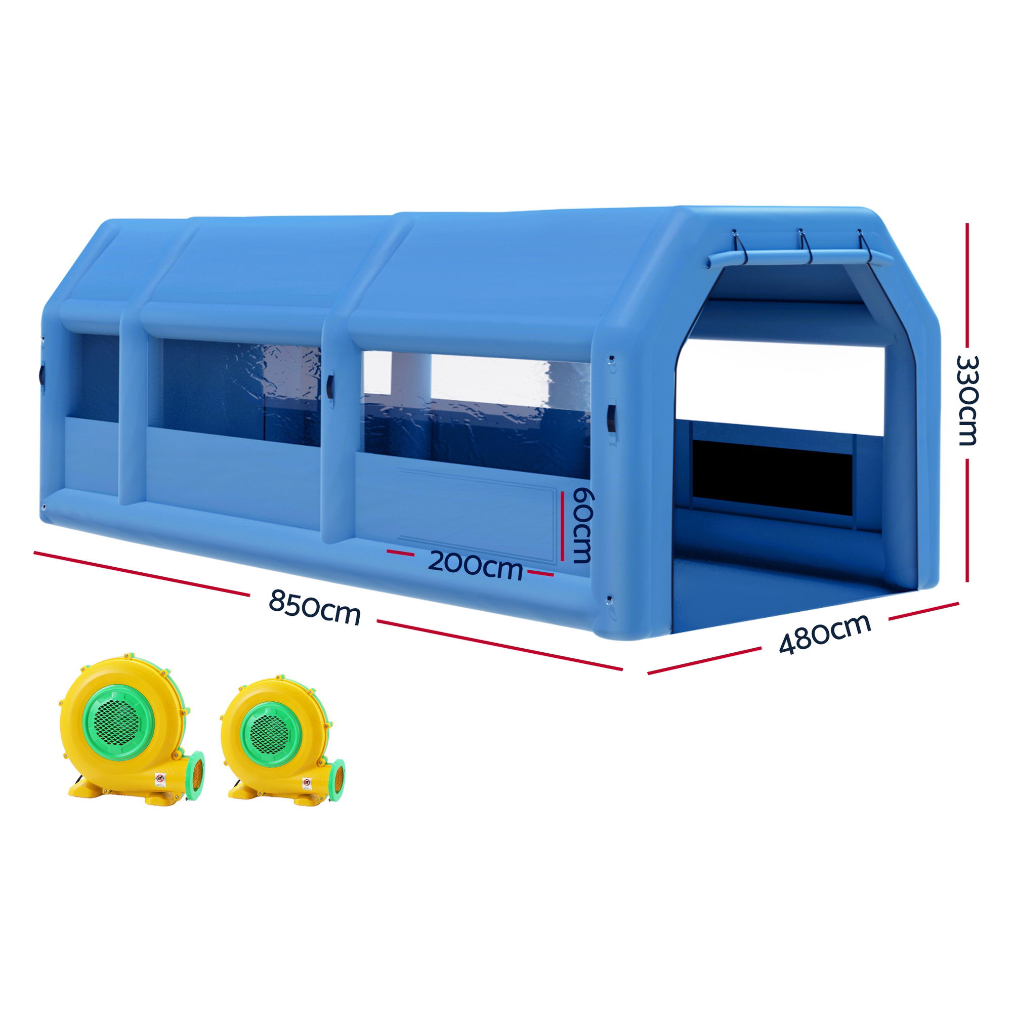 Giantz Inflatable Spray Booth 8.5x4.8m with 2 Blowers view 2