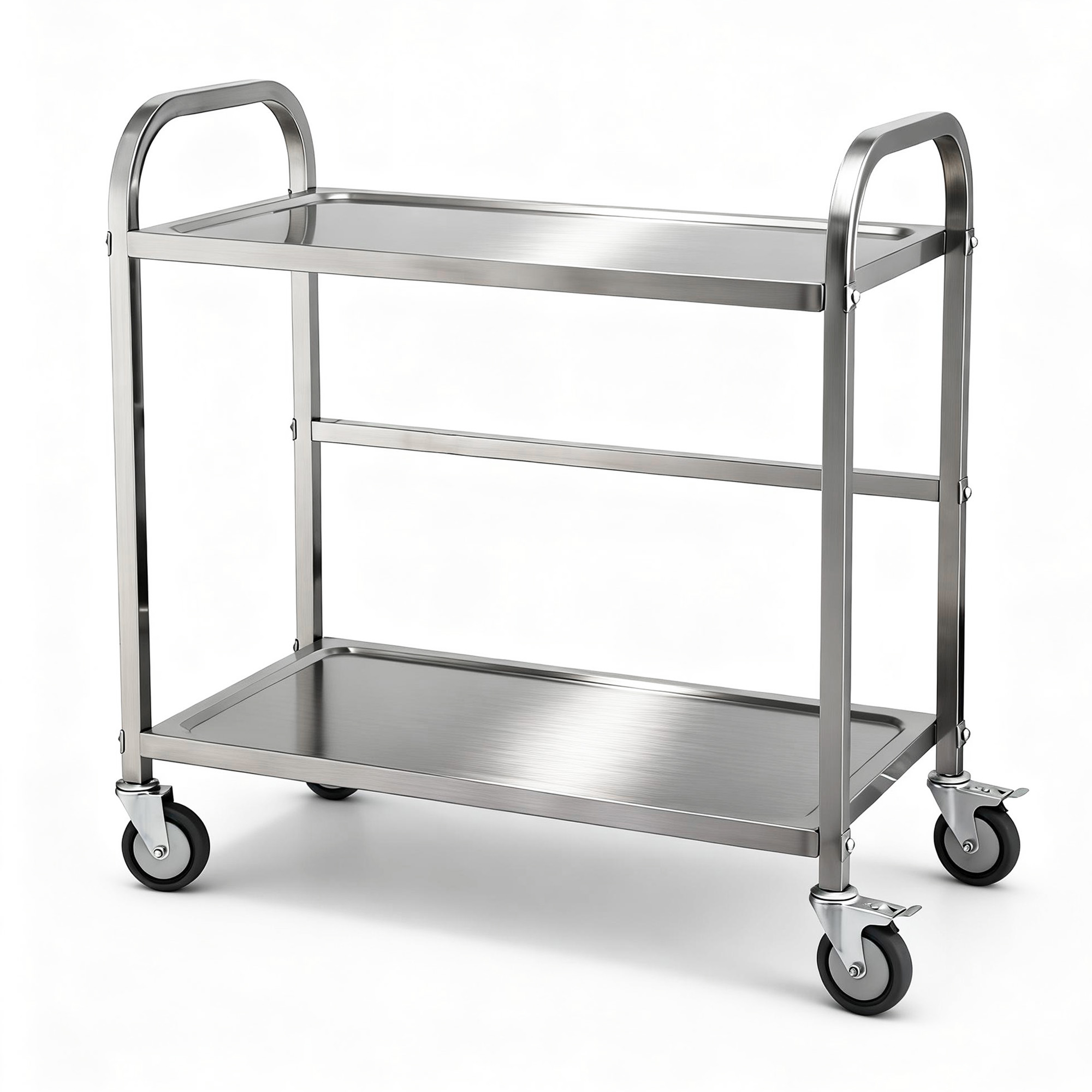 Cefito Stainless Steel Kitchen Trolley with Wheels, 2 Tiers