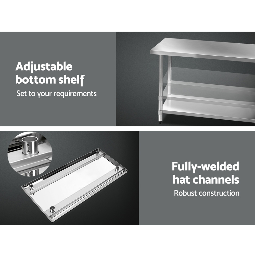 Cefito Stainless Steel Kitchen Bench with Wheels 304, 2 Sizes view 4