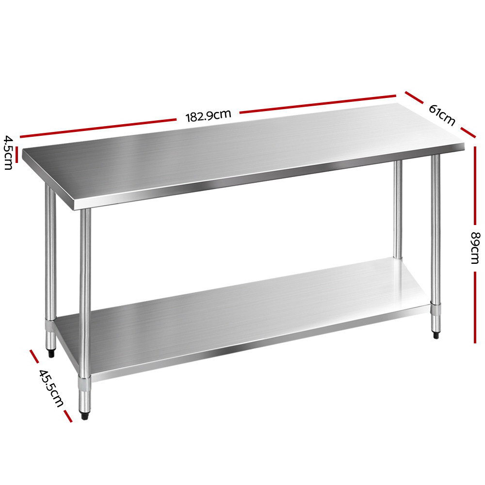 Cefito Stainless Steel Kitchen Bench 430, 8 Sizes view 2