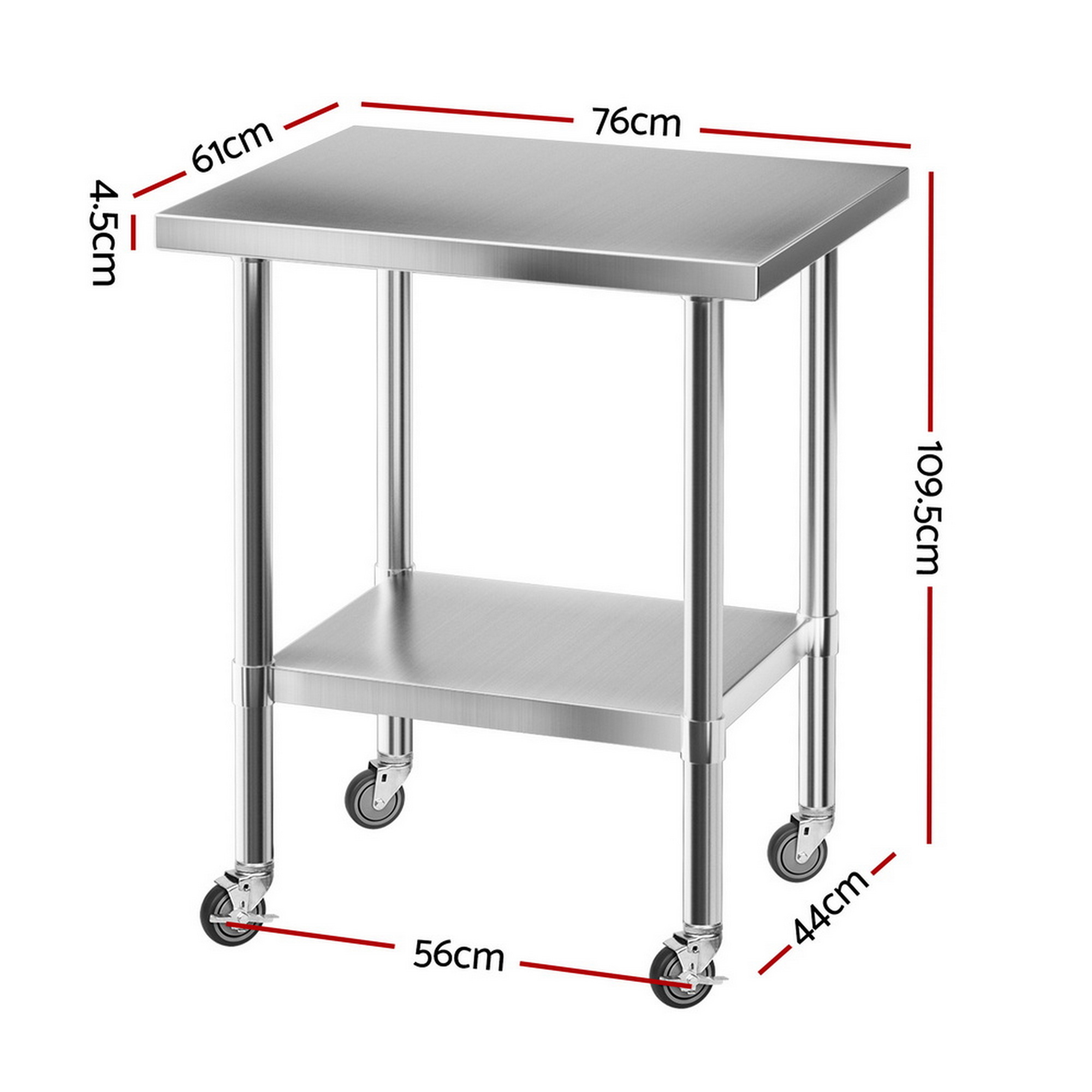 Cefito Stainless Steel Kitchen Bench with Splashback view 2